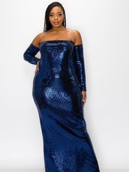 Royal Sequin Embellished Tube Dress