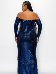 Royal Sequin Embellished Tube Dress