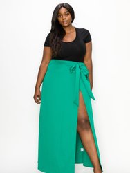 Scuba Wrap Maxi Skirt - Emerald