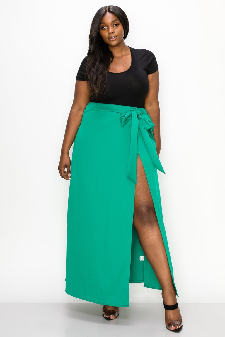Scuba Wrap Maxi Skirt - Emerald