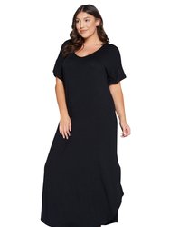 Short Sleeve Maxi Dress - Black