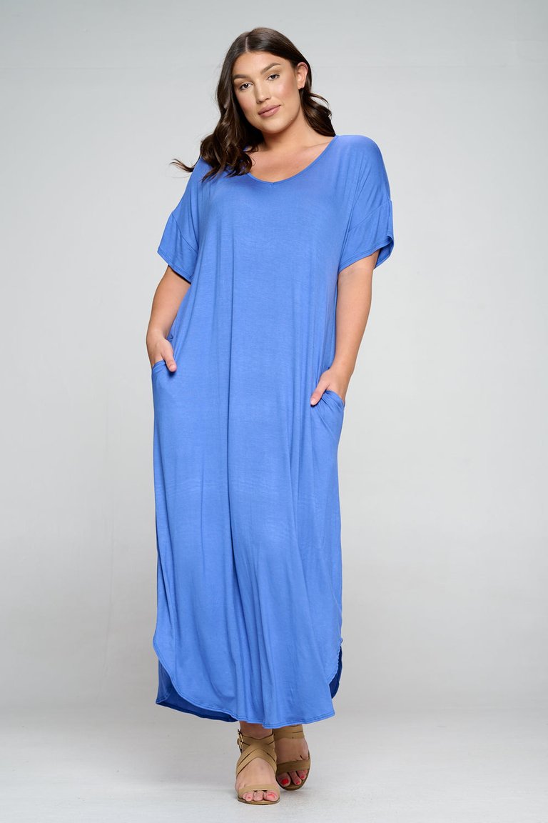 Short Sleeve Maxi Dress - Periwinkle