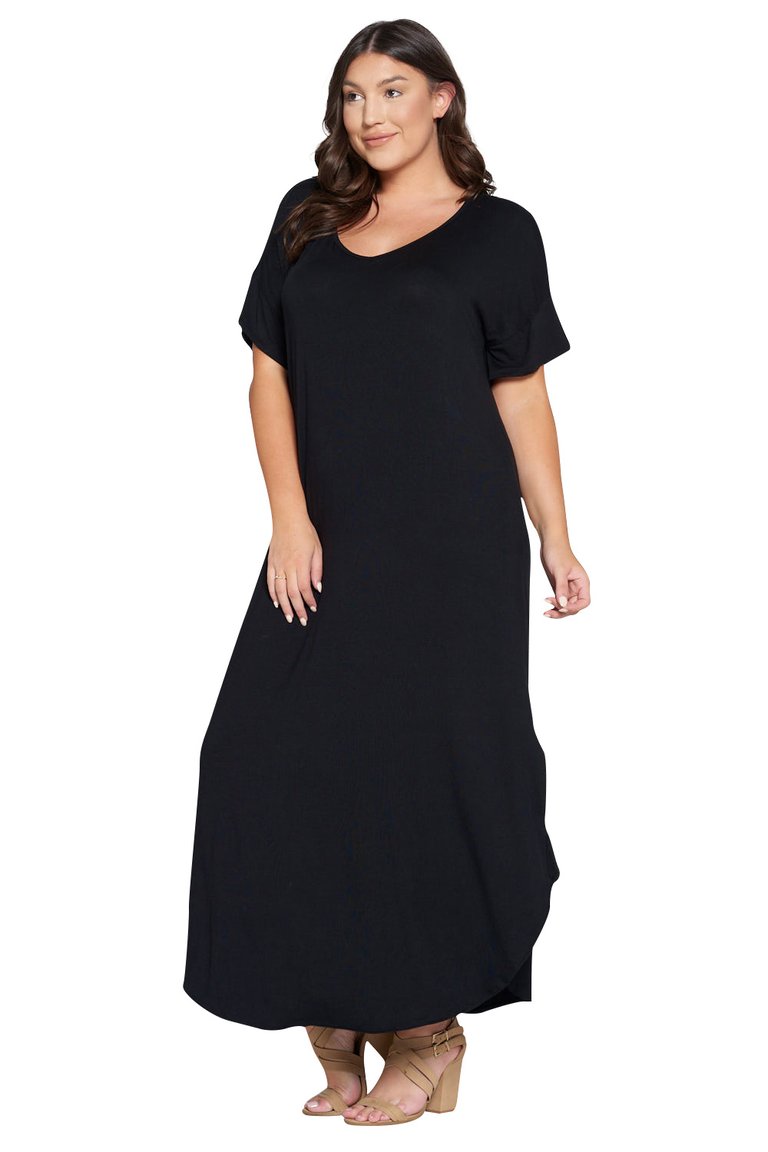 Short Sleeve Maxi Dress - Black