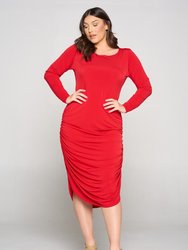 Side Ruched Maxi Dress - Red