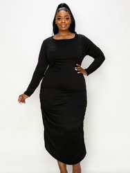 Side Ruched Maxi Dress - Black