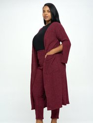 Split Sleeve Cardigan and Pants Set