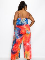 Tie Dye Cami Neck Wide Legged Pocket Jumpsuit