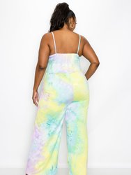 Tie Dye Cami Neck Wide Legged Pocket Jumpsuit