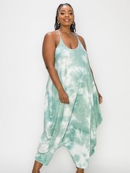 Tie Dye Harem Jumpsuit - Sage New/White TD