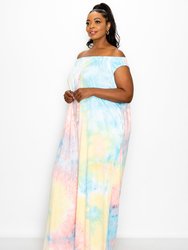 Tie Dye Off Shoulder Pocket Jumpsuit