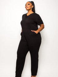 V Neck Pocket Jumpsuit