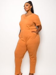 V Neck Pocket Jumpsuit