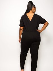 V Neck Pocket Jumpsuit