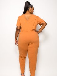 V Neck Pocket Jumpsuit