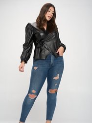 Vegan Leather Wrap Top