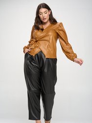 Vegan Leather Wrap Top