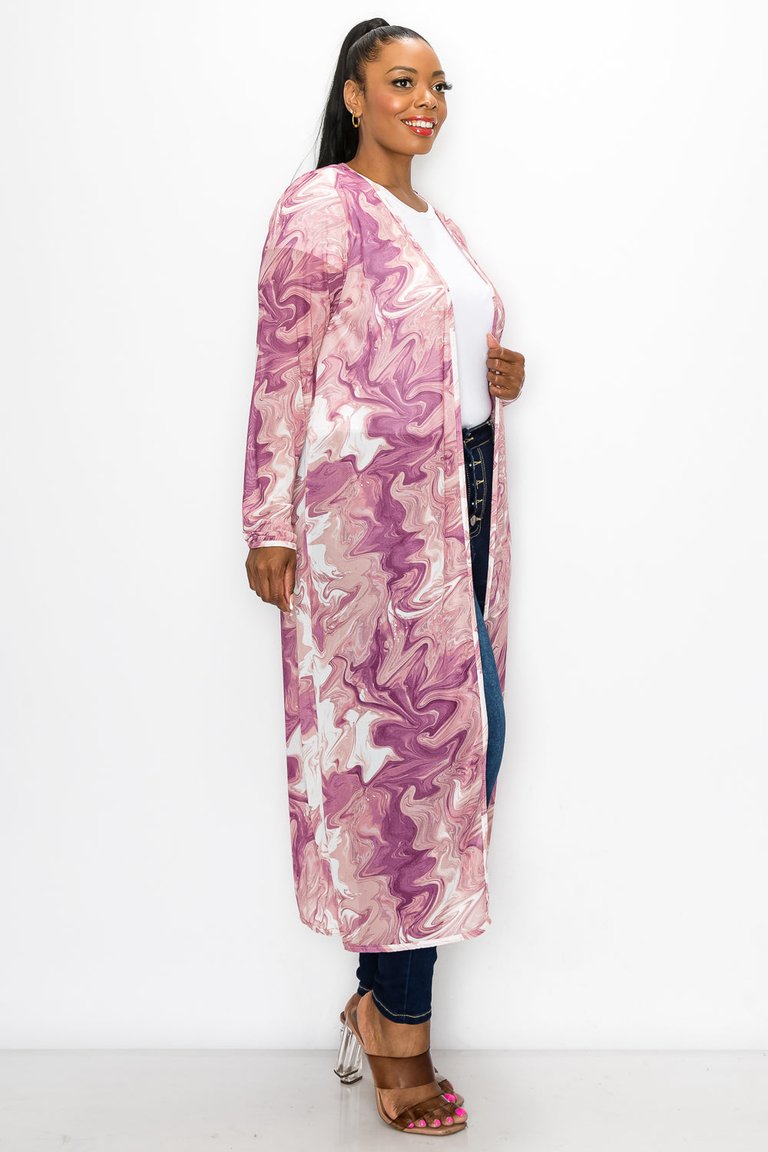 Vers Marble Print Sheer Duster