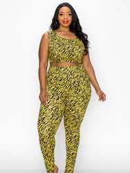 Zebra Yoga Leggings - Neon Yellow Zebra