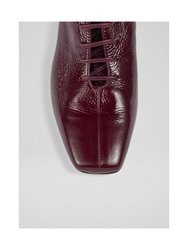 Arabella Bordeaux Crinkled Patent Ankle Boot