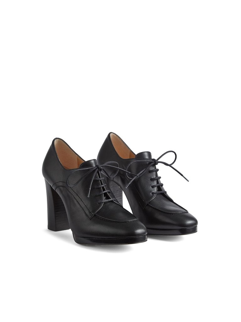 Attilio Black Smooth Calf Leather Closed Court