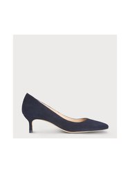 Audrey Navy Suede Closed Court - Navy