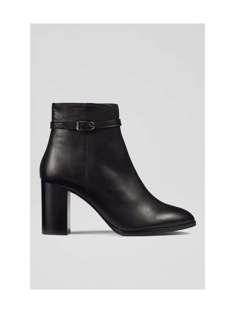 Bryony Black Calf Leather Ankle Boot - Black