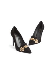 Carmella Black Suede Closed Court