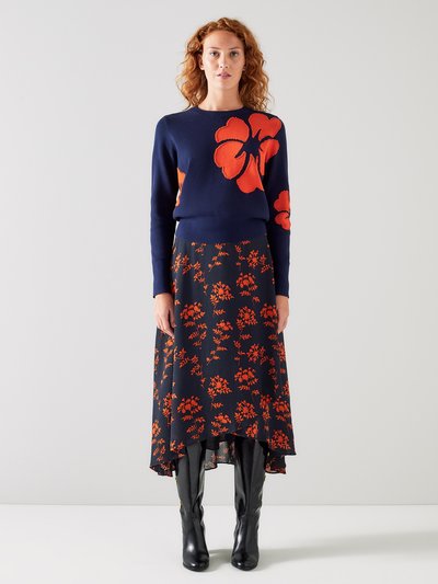 L.K. Bennett Krasner Spring Navy/ Orange Skirt product