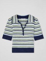 Lois Knitted Tops - Navy Multi