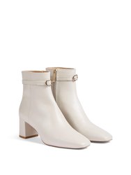 Natalia Ecru Calf Leather Ankle Boot - Ecru