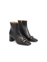 Novella Black Smooth Calf Leather Ankle Boot - Black