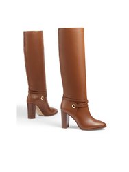 Shelby Tan Calf Leather Knee Boot