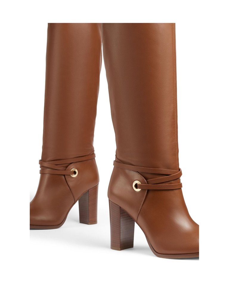 Shelby Tan Calf Leather Knee Boot