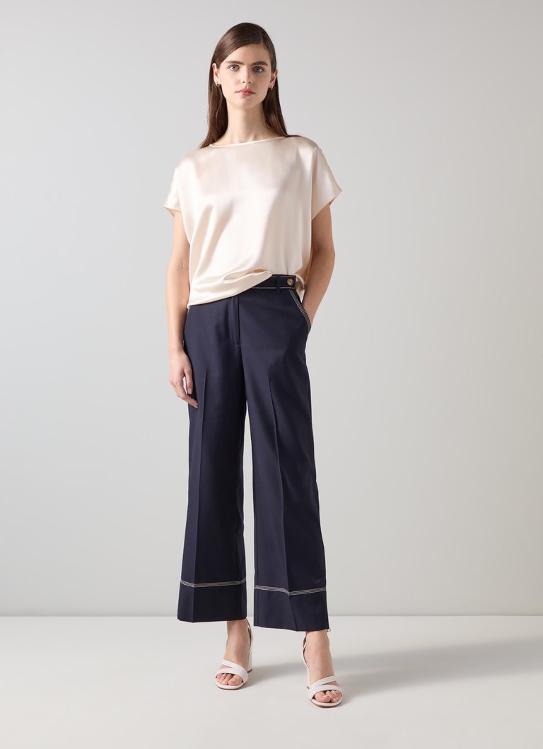 Sophia Trousers - Spring Navy/Ecru