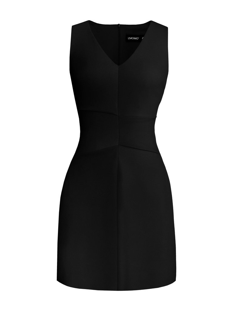 A-Line Cocktail Dress With Soft Accent Folds - Black