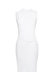 Asymmetric Neckline Folded Shoulder Dress