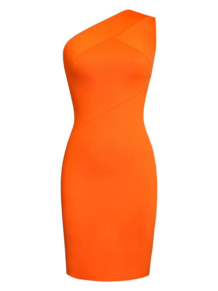 Asymmetrical Bodycon Dress - Neo Orange