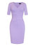 Bodycon Dress With Above-Elbow Sleeves - Digital Lavender