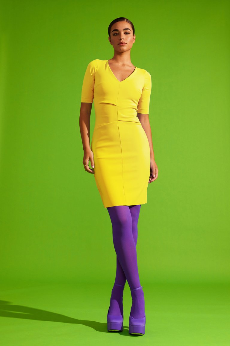 Bodycon Dress With Above-Elbow Sleeves