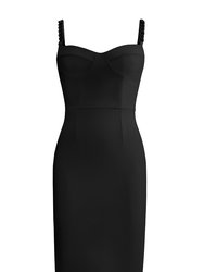 Bodycon Dress With Chain Straps - Black