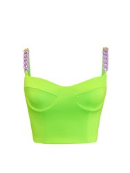 Bustier Top With Chain Straps - Neo Lime