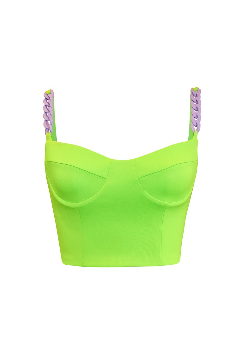 Bustier Top With Chain Straps - Neo Lime