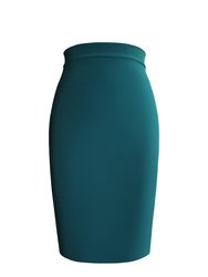 Jersey Pencil Skirt - Teal Green