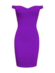 Off-Shoulder Sweetheart Dress - Purple Crepe