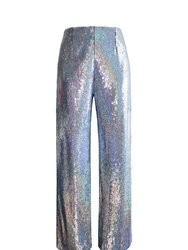 Psychedelic Straight Legged Sequin Pants - Silver Sequin