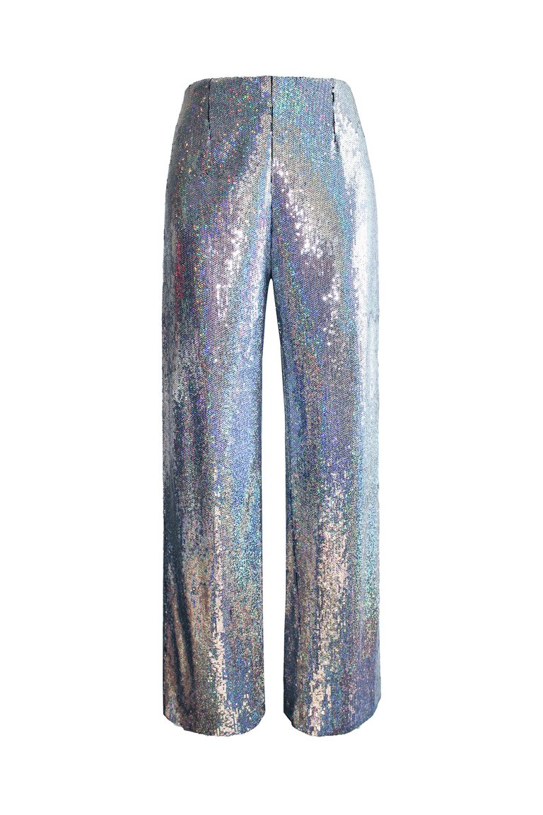 Psychedelic Straight Legged Sequin Pants - Silver Sequin