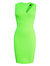 Round Neck Pencil Dress With Accent Cut-Out - Neo Lime