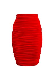 Ruched Velvet Skirt - Red Velvet