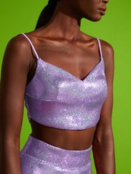 Sequined Crop Top With Fine Straps