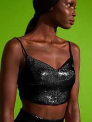 Sequined Crop Top With Fine Straps